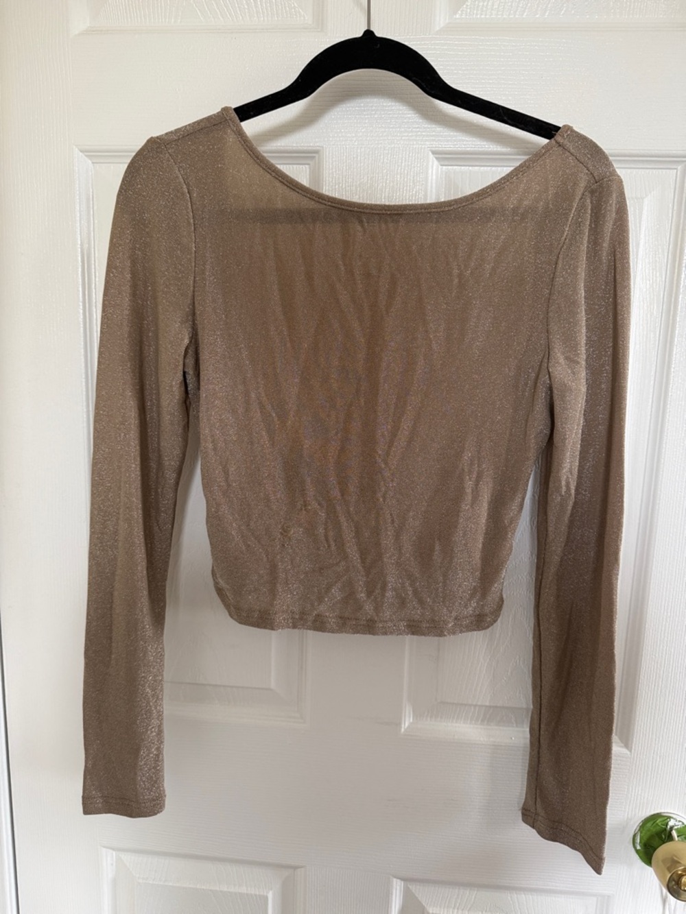 Sparkle Long-Sleeve Backless in Taupe